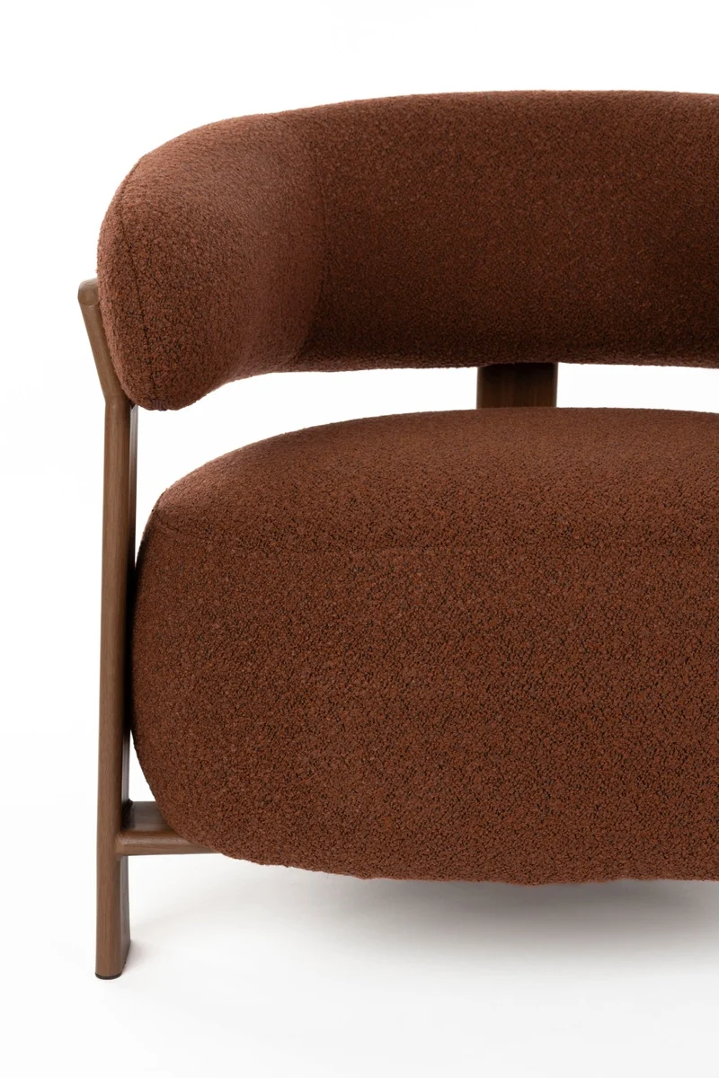 Fauteuil en tissu bouclette marron et métal marron Sora - The Cool Republic