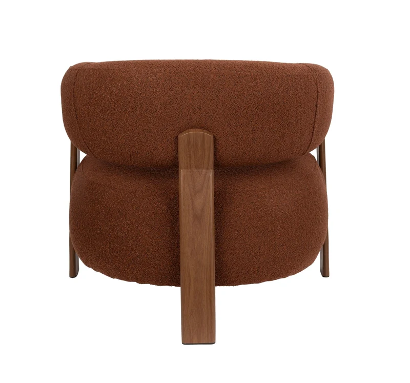 Fauteuil en tissu bouclette marron et métal marron Sora - The Cool Republic