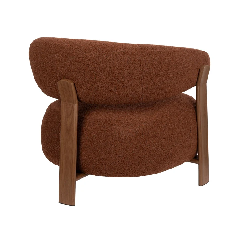 Fauteuil en tissu bouclette marron et métal marron Sora - The Cool Republic