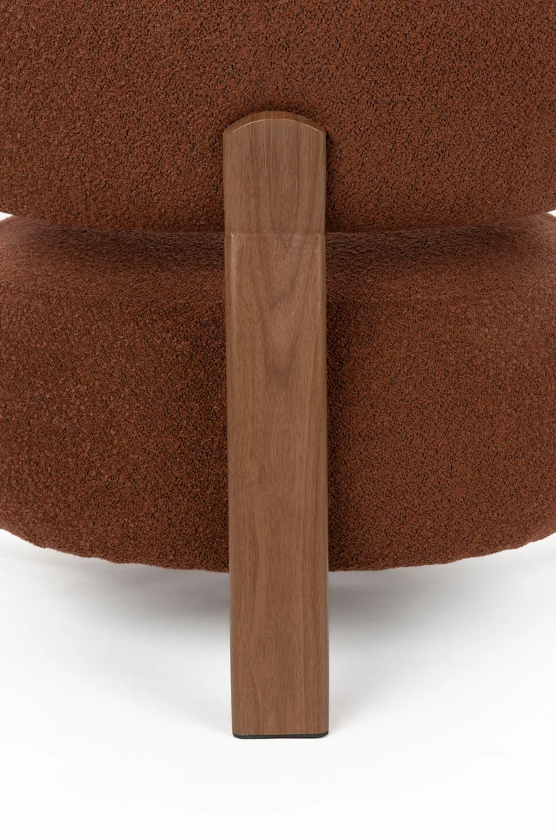 Fauteuil en tissu bouclette marron et métal marron Sora - The Cool Republic
