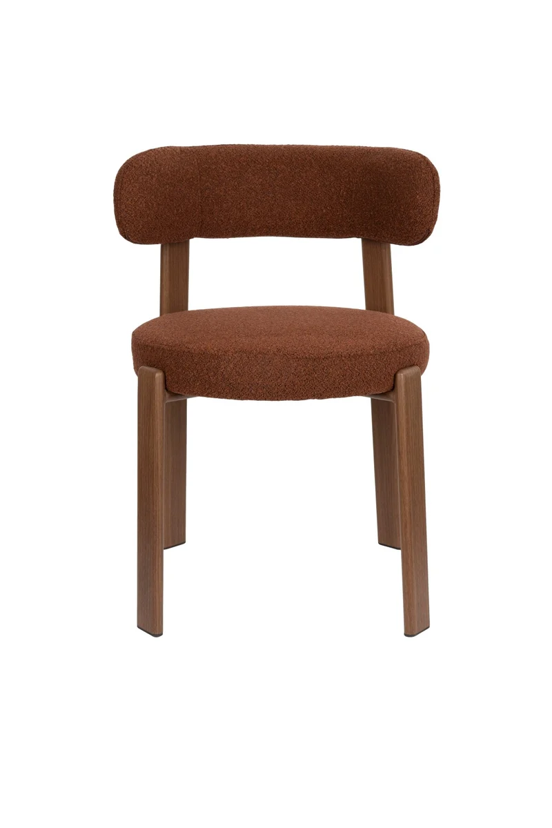 Chaise en tissu bouclette marron et métal marron Sora - The Cool Republic