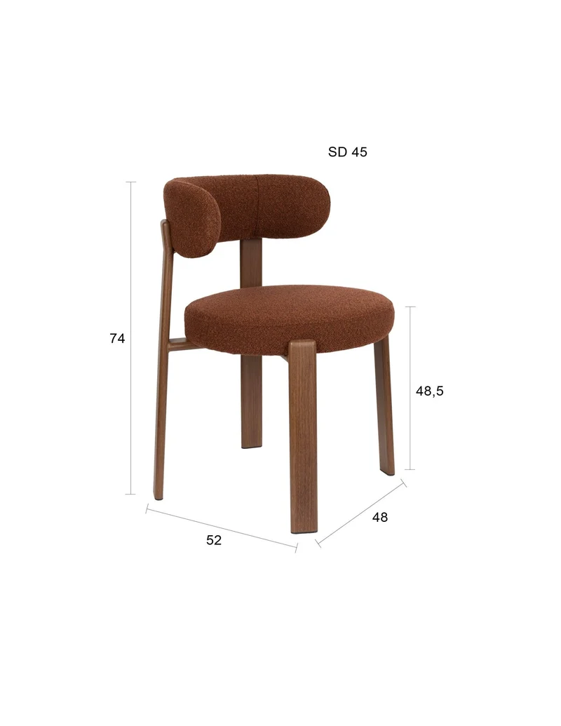 Chaise en tissu bouclette marron et métal marron Sora - The Cool Republic