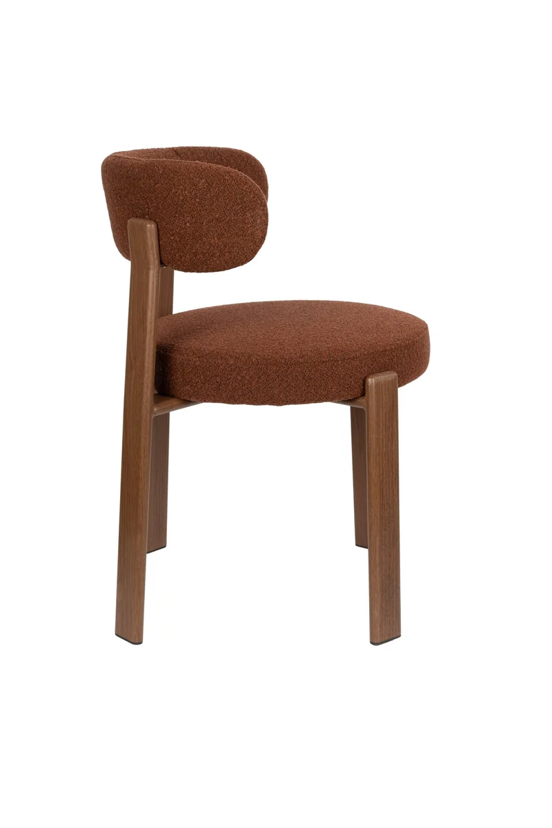 Chaise en tissu bouclette marron et métal marron Sora - The Cool Republic
