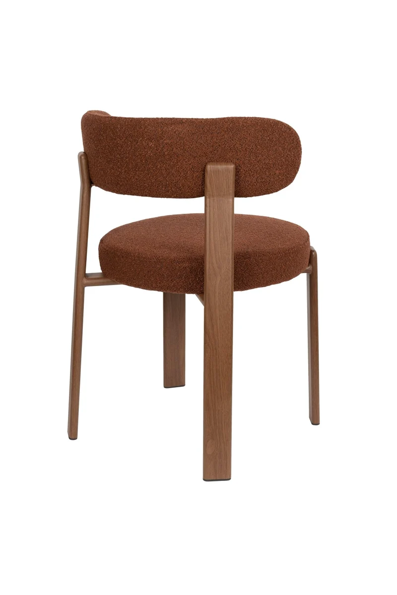 Chaise en tissu bouclette marron et métal marron Sora - The Cool Republic