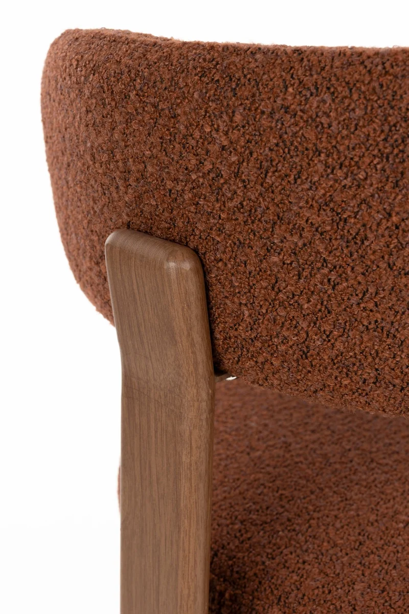 Chaise en tissu bouclette marron et métal marron Sora - The Cool Republic