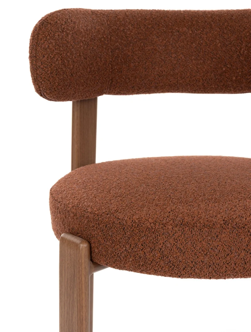 Chaise en tissu bouclette marron et métal marron Sora - The Cool Republic