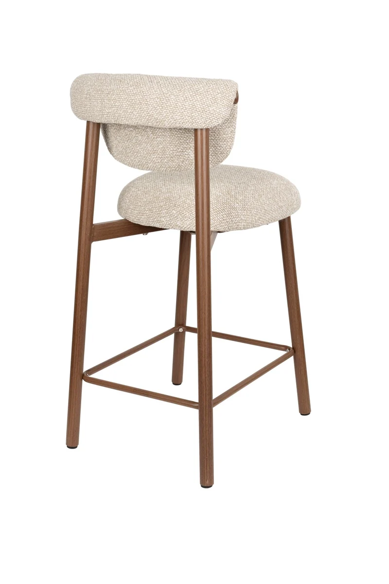 Chaise de bar en tissu beige et métal marron 65cm Léo - The Cool Republic