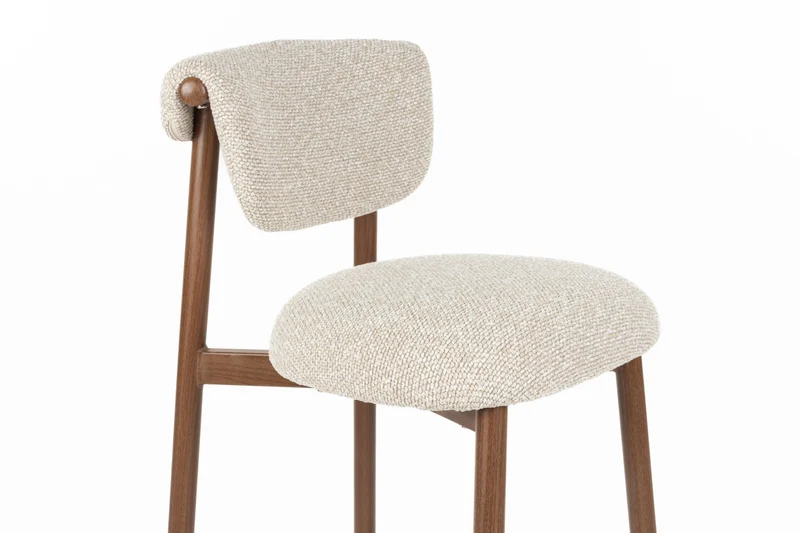 Chaise de bar en tissu beige et métal marron 65cm Léo - The Cool Republic