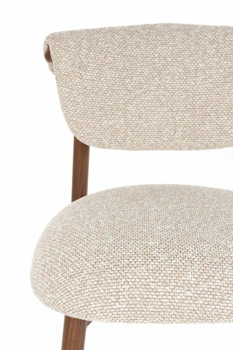 Chaise de bar en tissu beige et métal marron 65cm Léo - The Cool Republic