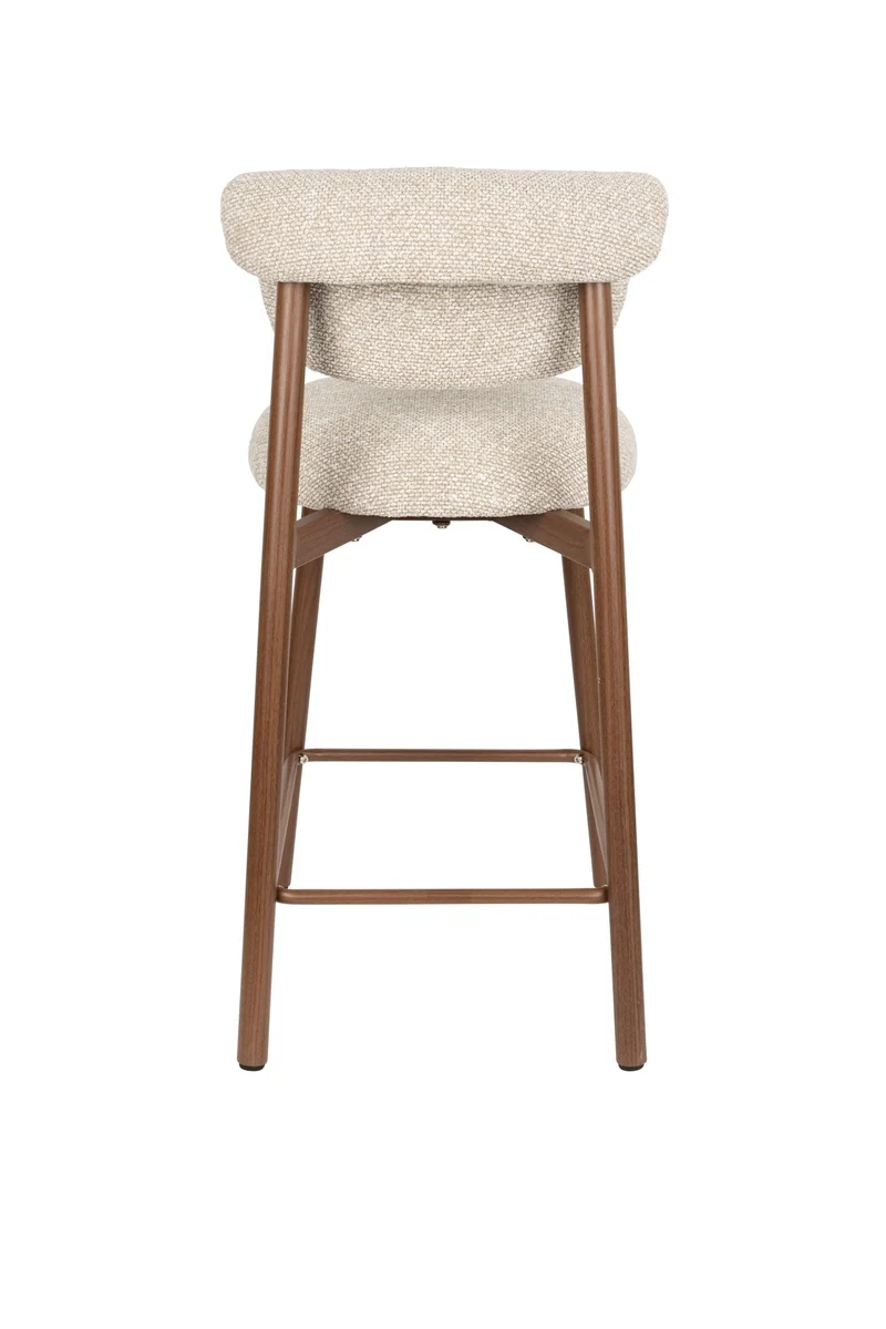 Chaise de bar en tissu beige et métal marron 65cm Léo - The Cool Republic
