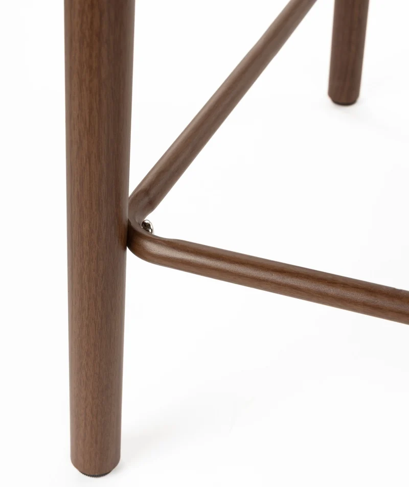 Chaise de bar en tissu beige et métal marron 65cm Léo - The Cool Republic