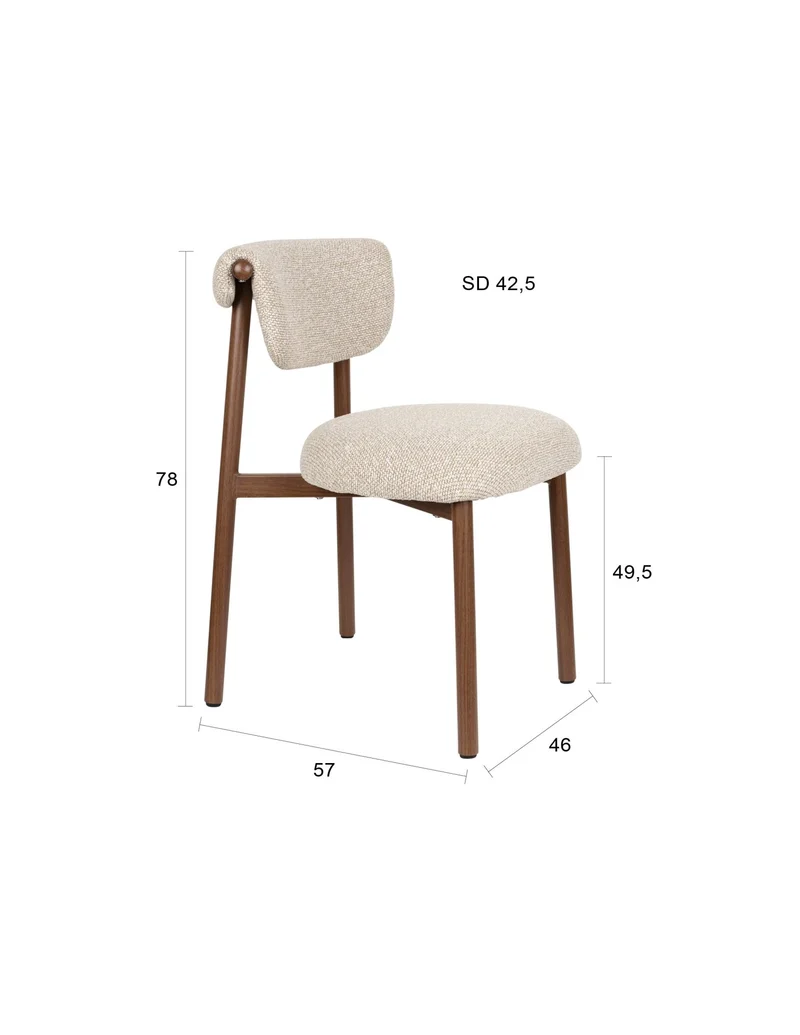 Chaise en tissu beige et métal marron Léo - The Cool Republic