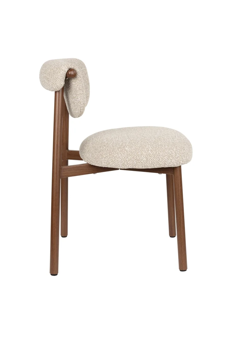 Chaise en tissu beige et métal marron Léo - The Cool Republic