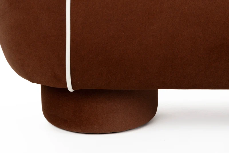 Banc ovale rétro en tissu rouge 121x44cm Luma - The Cool Republic