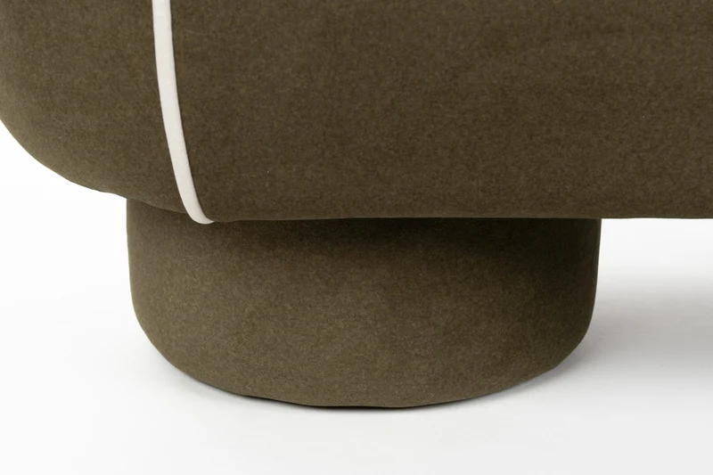 Banc ovale rétro en tissu vert 121x44cm Luma - The Cool Republic