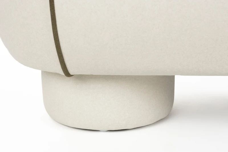Banc ovale rétro en tissu blanc 121x44cm Luma - The Cool Republic