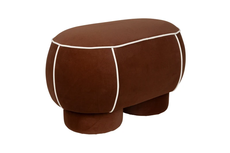Banc ovale rétro en tissu rouge 77,5x45,5cm Luma - The Cool Republic