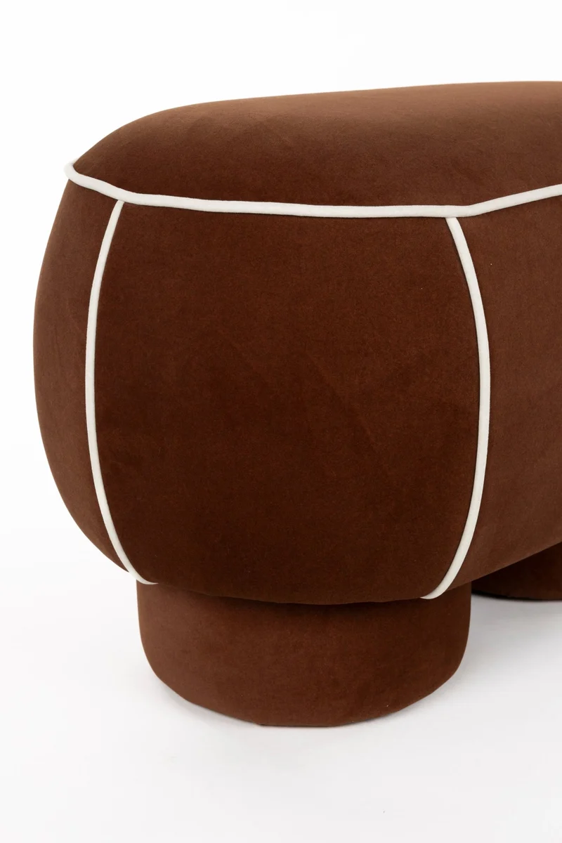Banc ovale rétro en tissu rouge 77,5x45,5cm Luma - The Cool Republic