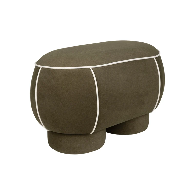 Banc ovale rétro en tissu vert 77,5x45,5cm Luma - The Cool Republic