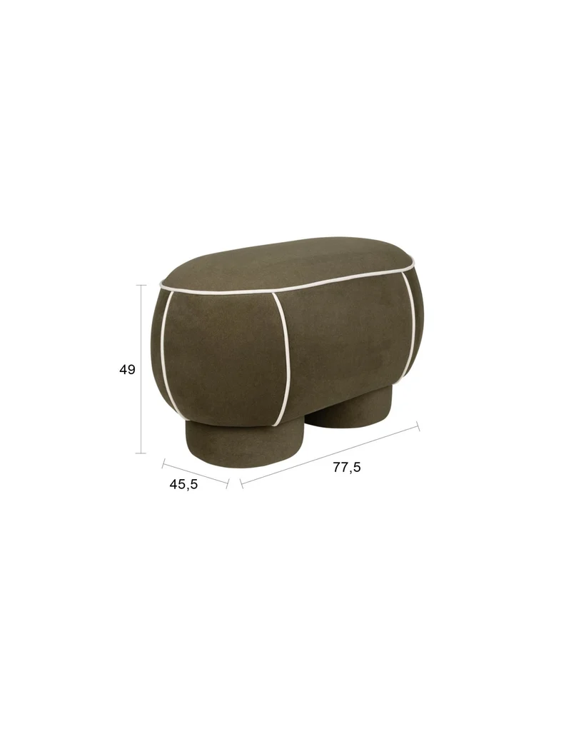 Banc ovale rétro en tissu vert 77,5x45,5cm Luma - The Cool Republic