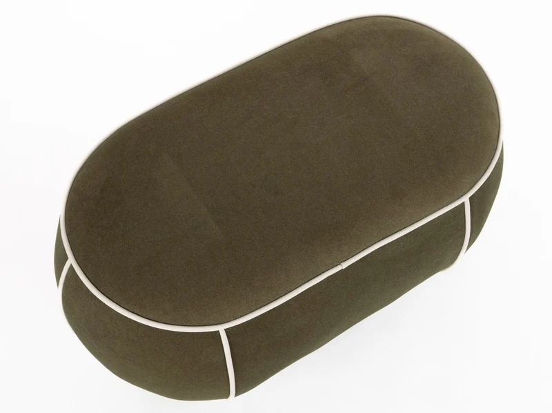 Banc ovale rétro en tissu vert 77,5x45,5cm Luma - The Cool Republic