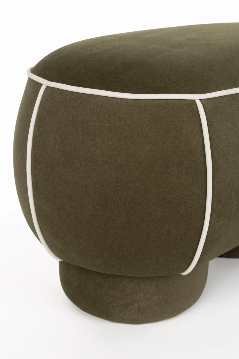 Banc ovale rétro en tissu vert 77,5x45,5cm Luma - The Cool Republic