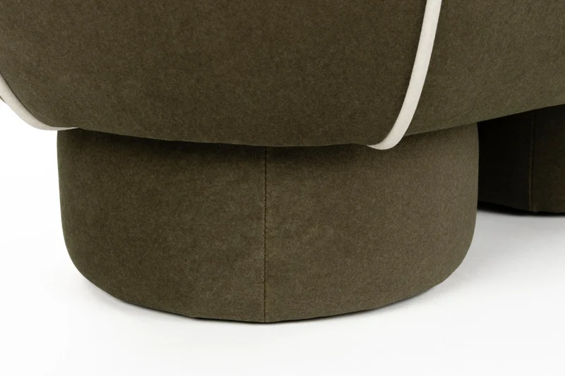 Banc ovale rétro en tissu vert 77,5x45,5cm Luma - The Cool Republic