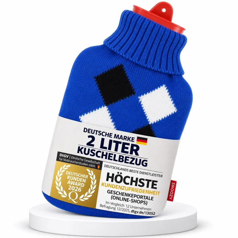 Snoozy 2L Wärmflasche mit kuscheligem Karo-Bezug