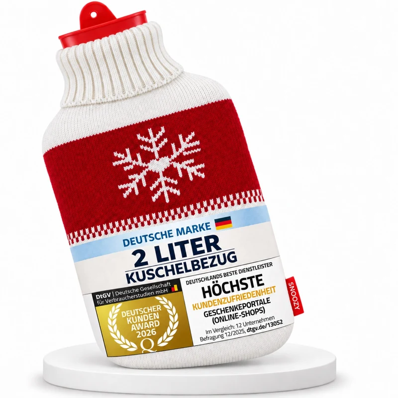 Snoozy 2L Wärmflasche mit Schneeflocken-Bezug – Kuschelig & Warm