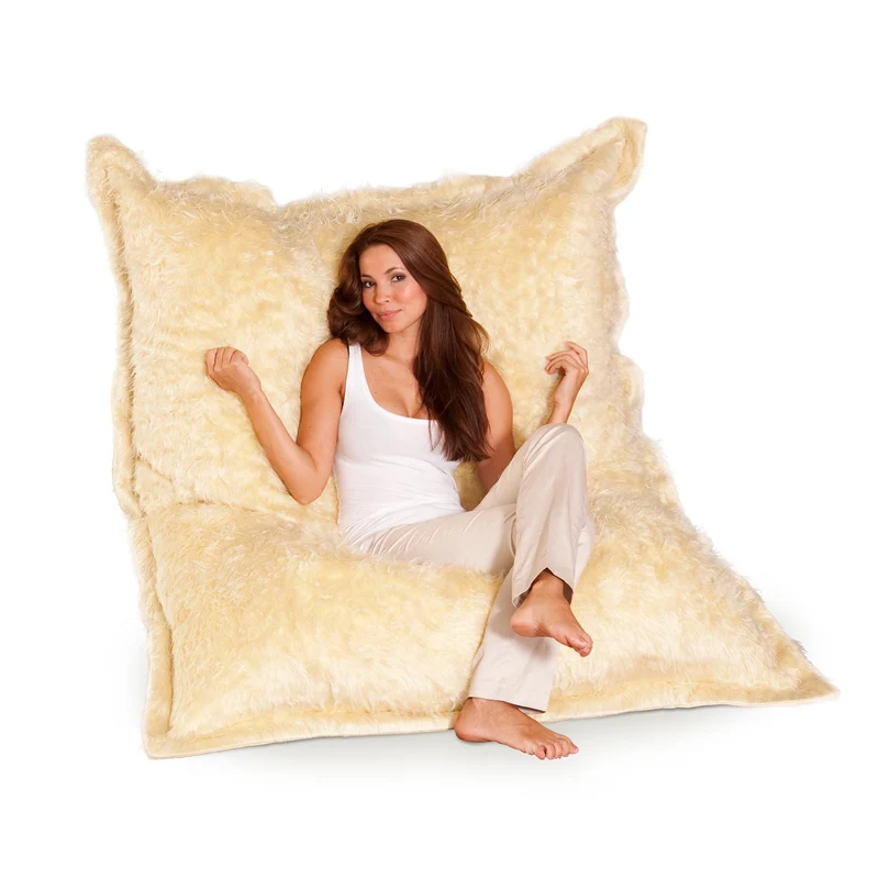 Smoothy Sitzsack - Sitzkissen Flokati XXL - Creme-Beige