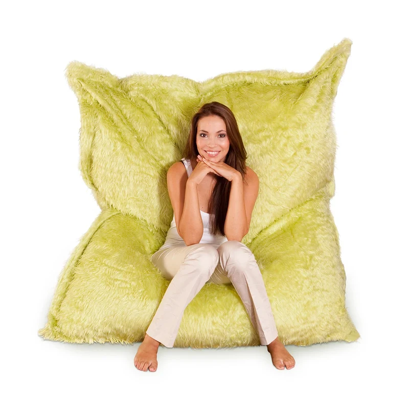 Smoothy Sitzsack - Sitzkissen Flokati XXL - Limonen-Grün