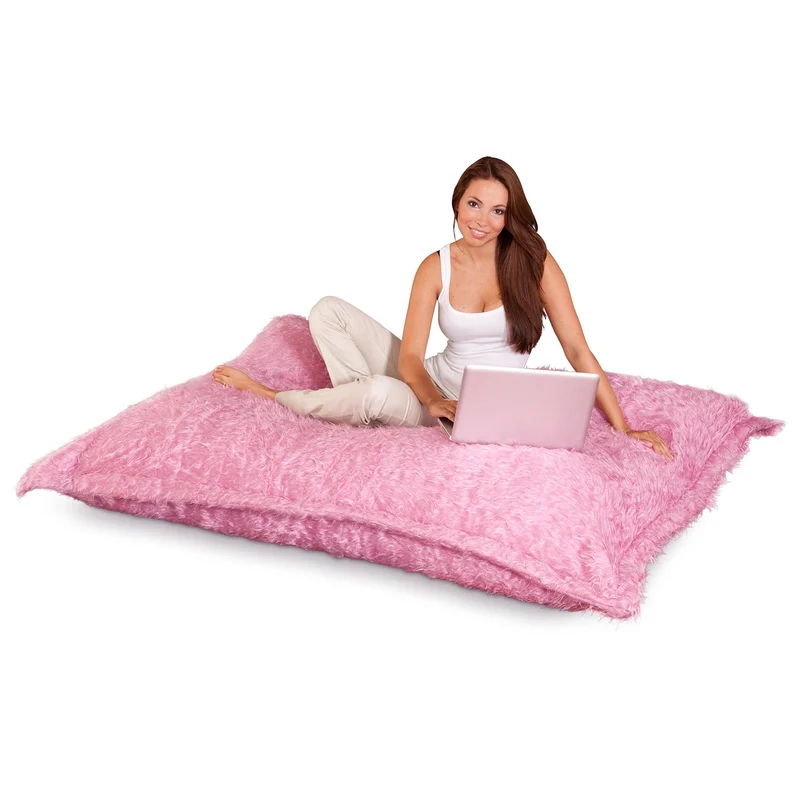 Smoothy Sitzsack - Sitzkissen Flokati XXL - Flamingo-Pink