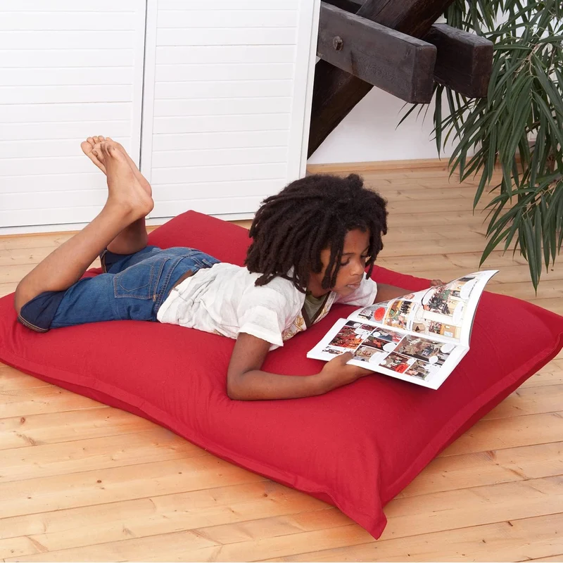 SMOOTHY Sitzsack Junior - XXL Kindersitzkissen Baumwolle - Feuer-Rot