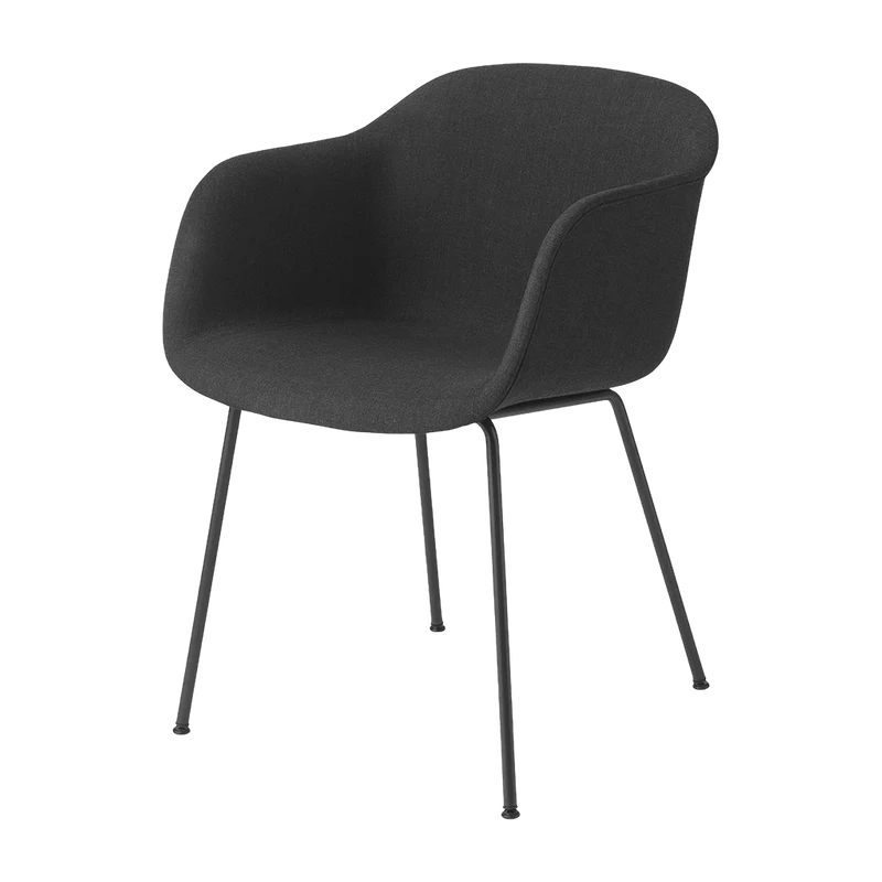 Fauteuil noir piétement tubes et assise textile Fiber - Muuto