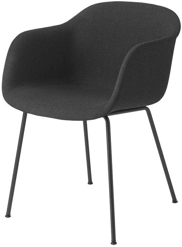 Fauteuil noir piétement tubes et assise textile Fiber - Muuto