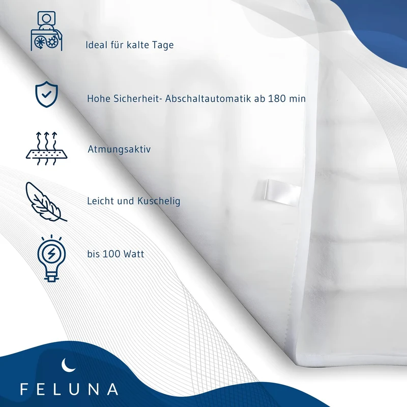 Elektrische Heizdecke 150x80 cm – Waschbares Wärmeunterbett