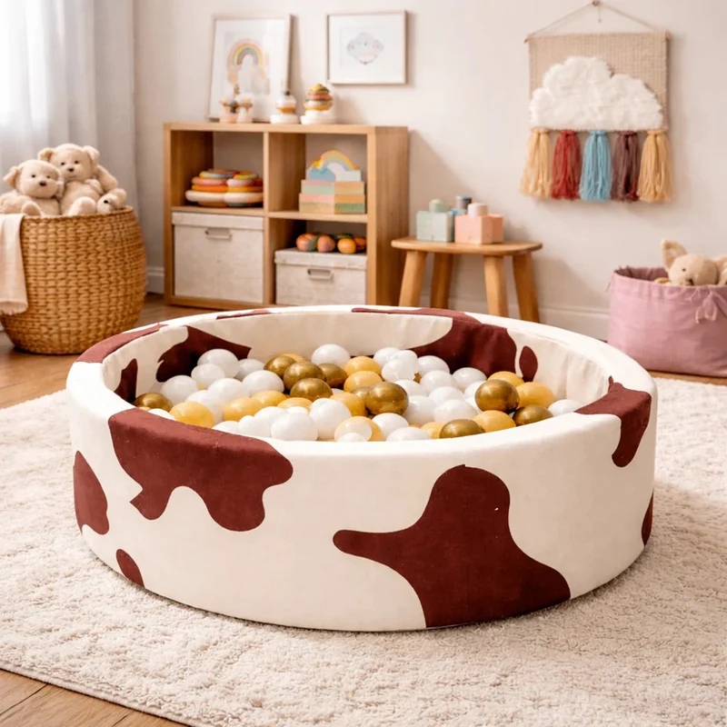 Bällebad rund im Kuhdesign 90 x 30 cm, mit 200 Bällen