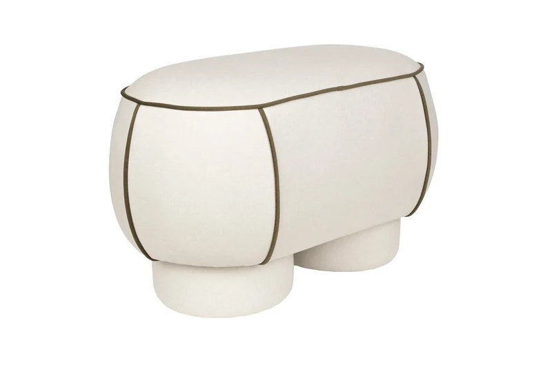 Banc ovale rétro en tissu blanc 77,5x45,5cm Luma - The Cool Republic