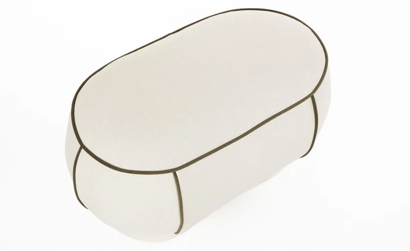 Banc ovale rétro en tissu blanc 77,5x45,5cm Luma - The Cool Republic