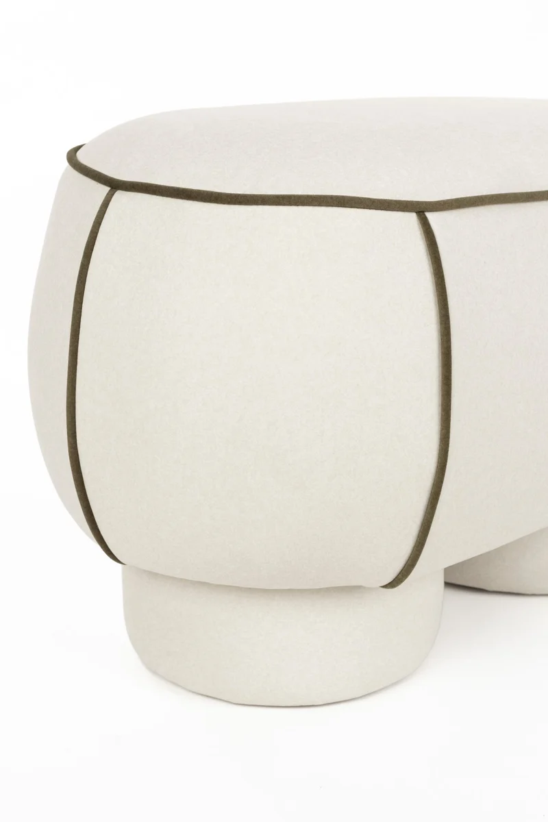 Banc ovale rétro en tissu blanc 77,5x45,5cm Luma - The Cool Republic