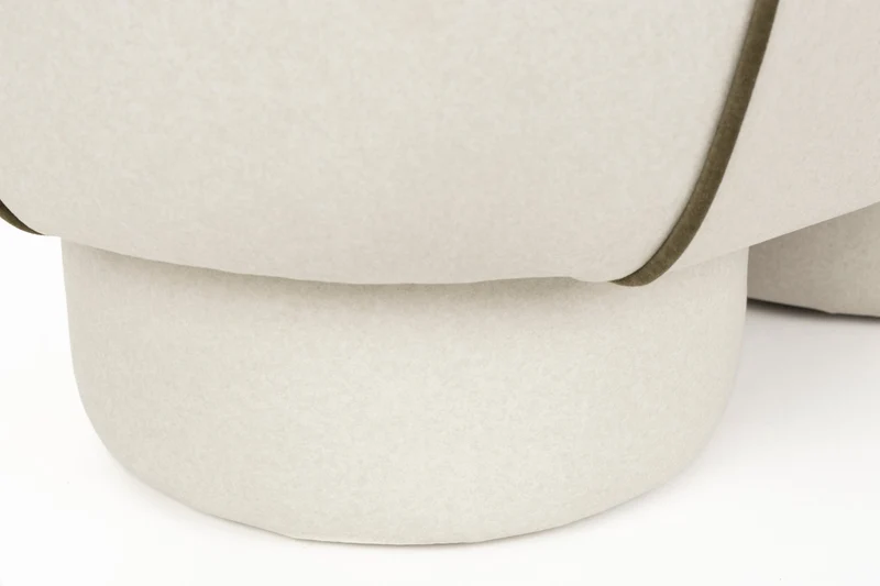 Banc ovale rétro en tissu blanc 77,5x45,5cm Luma - The Cool Republic