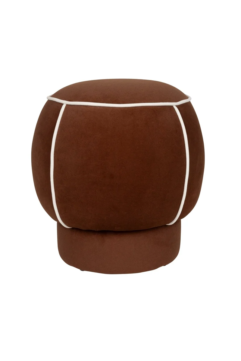 Pouf rétro rond en tissu rouge 45cm Luma - The Cool Republic
