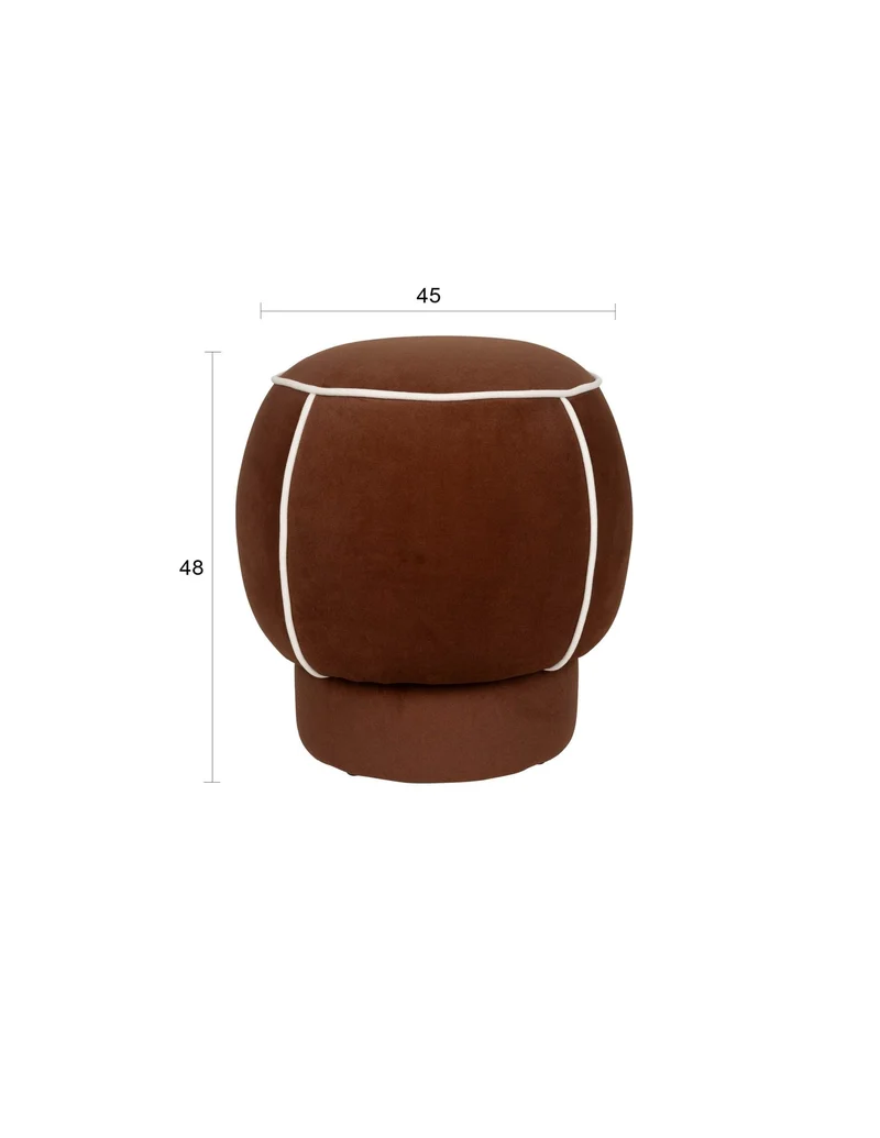 Pouf rétro rond en tissu rouge 45cm Luma - The Cool Republic