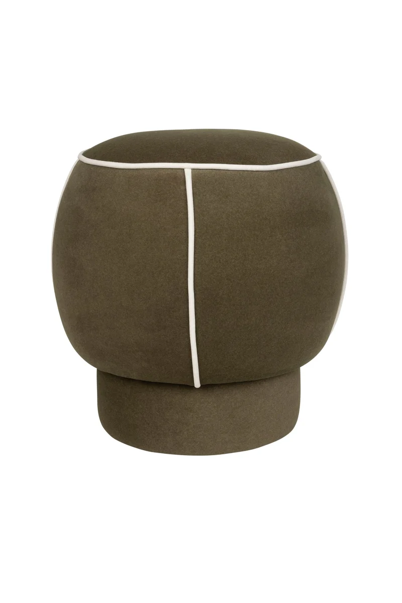Pouf rétro rond en tissu vert 45cm Luma - The Cool Republic