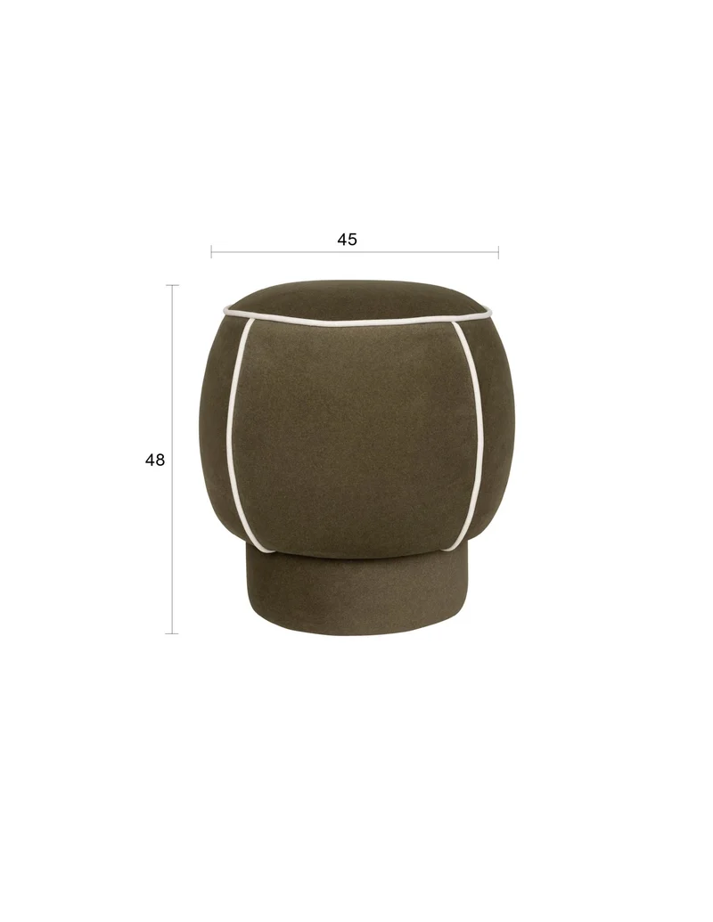 Pouf rétro rond en tissu vert 45cm Luma - The Cool Republic