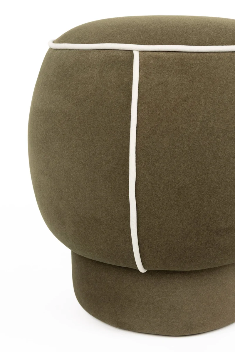 Pouf rétro rond en tissu vert 45cm Luma - The Cool Republic