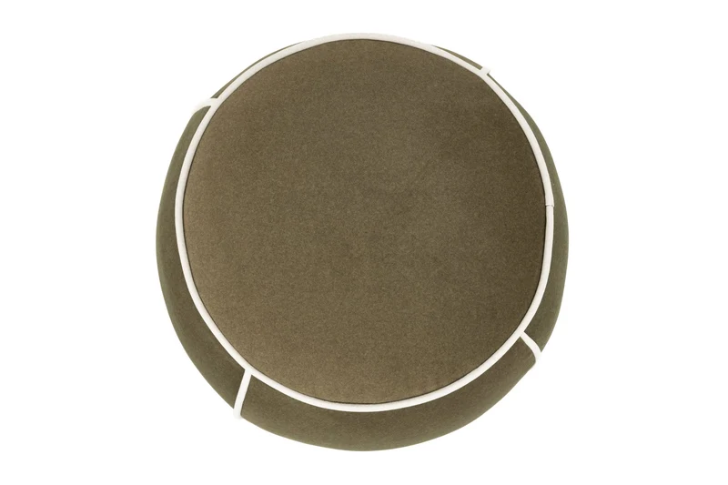 Pouf rétro rond en tissu vert 45cm Luma - The Cool Republic