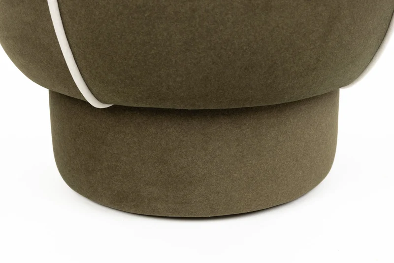 Pouf rétro rond en tissu vert 45cm Luma - The Cool Republic