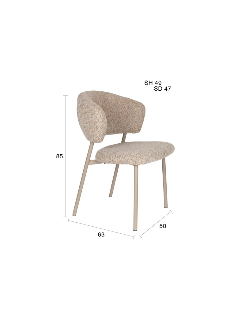 Chaise en tissu et acier beige Nalia - The Cool Republic
