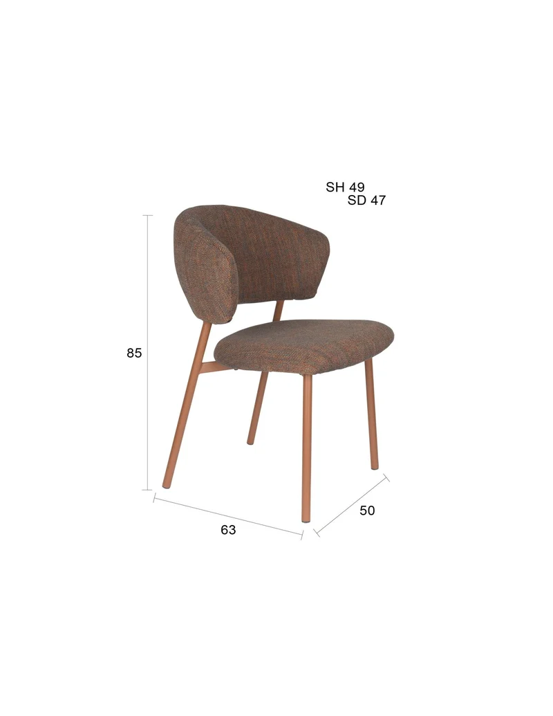 Chaise en tissu et acier marron Nalia - The Cool Republic